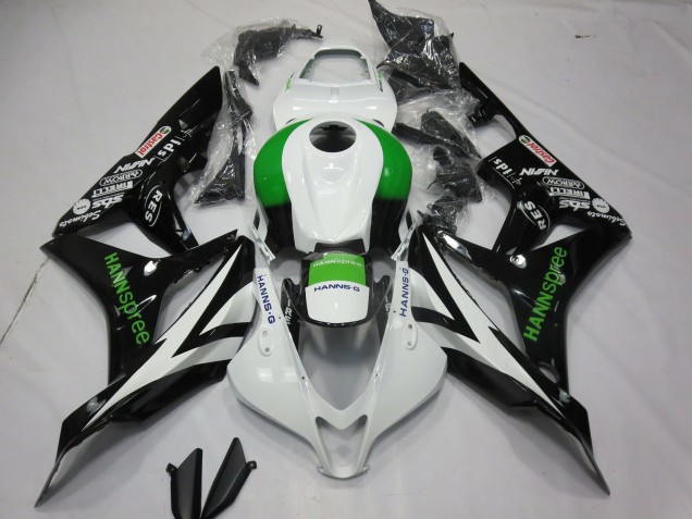 2007-2008 Honda CBR600RR Motorcycle Fairings - White Green Glossy Black Hannspree UK