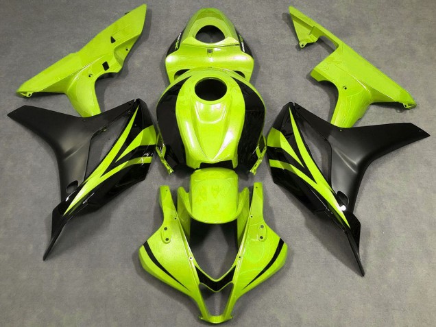 2007-2008 Honda CBR600RR Motorcycle Fairings - Neon Yellow Matte Black OEM Style UK