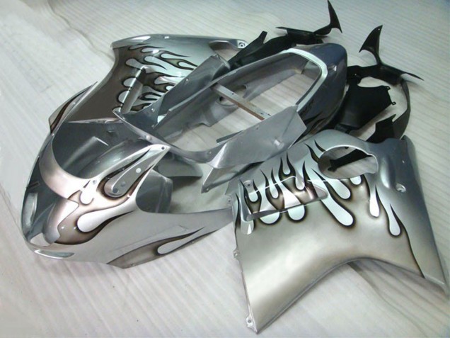 1996-2007 Honda CBR1100XX Blackbird Motorcycle Fairings - Silver Black Flame UK