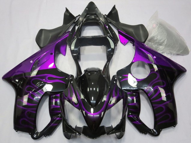 2001-2003 Honda CBR600 F4i Motorcycle Fairings - Glossy Black Purple Flame UK