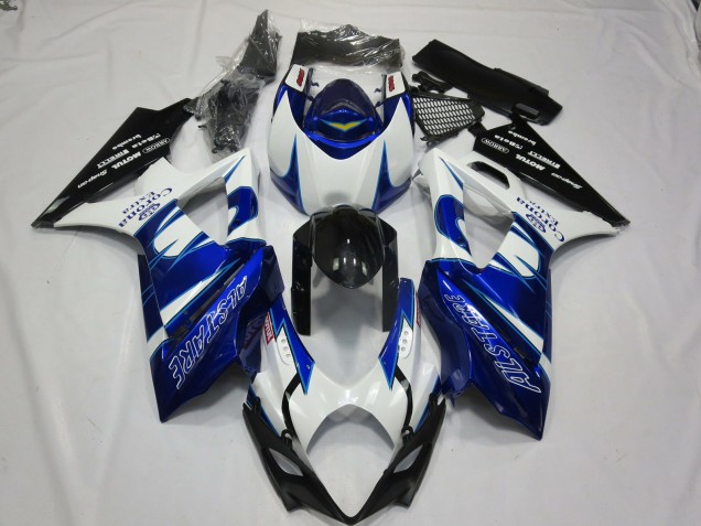 2007-2008 Suzuki GSXR 1000 Motorcycle Fairings - White Blue Black Corona Alstare UK