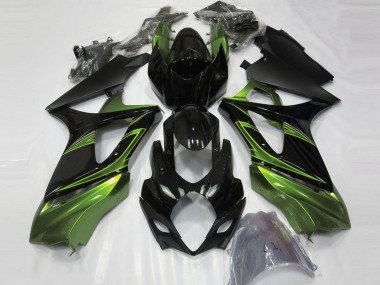 2007-2008 Suzuki GSXR 1000 Motorcycle Fairings - Glossy Black Green UK