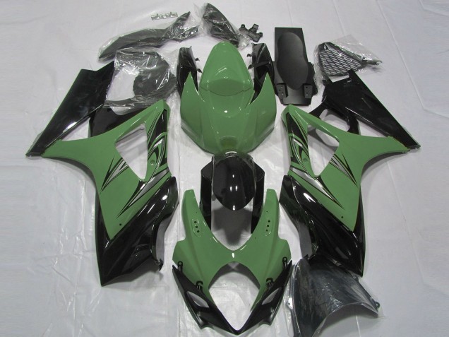 2007-2008 Suzuki GSXR 1000 Motorcycle Fairings - Forest Green Glossy Black UK