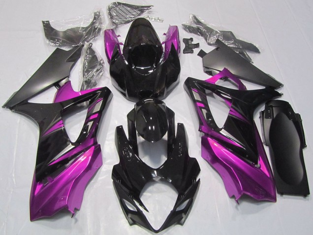2007-2008 Suzuki GSXR 1000 Motorcycle Fairings - Glossy Black Pink UK