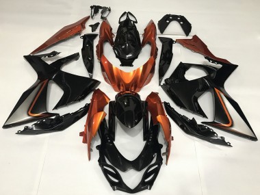 2009-2016 Suzuki GSXR 1000 Motorcycle Fairings - Glossy Black and Shiny Orange UK