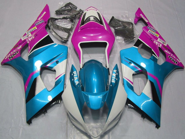 2003-2004 Suzuki GSXR 1000 Motorcycle Fairings - Light Blue White Pink UK