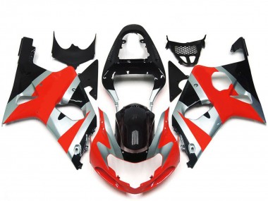 2000-2002 Suzuki GSXR 1000 Motorcycle Fairings - Silver Red Glossy Black OEM Style UK