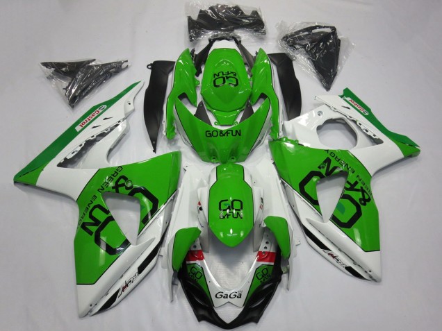 2009-2016 Suzuki GSXR 1000 Motorcycle Fairings - White Green Go Fun UK