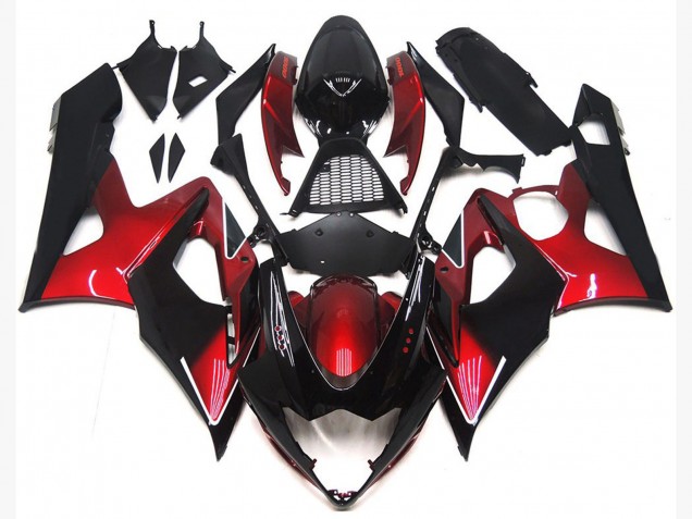 2005-2006 Suzuki GSXR 1000 Motorcycle Fairings - Candy Red Glossy Black UK