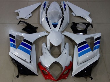 2007-2008 Suzuki GSXR 1000 Motorcycle Fairings - White Blue OEM Style UK