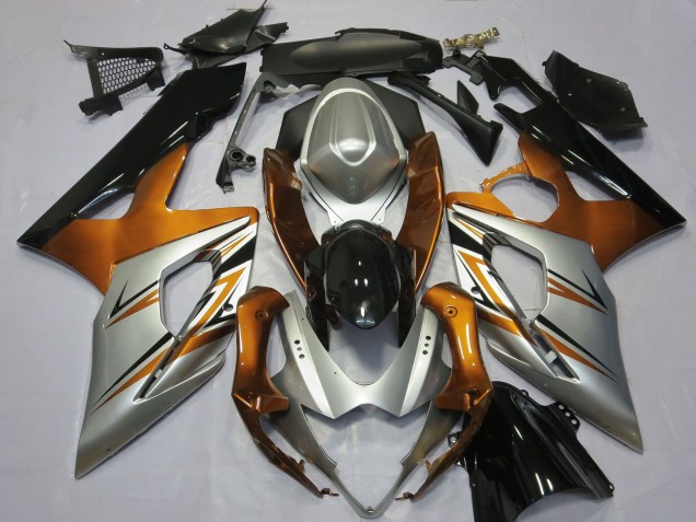 2005-2006 Suzuki GSXR 1000 Motorcycle Fairings - Orange Silver Glossy Black UK