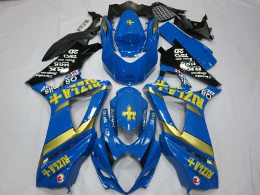 2007-2008 Suzuki GSXR 1000 Motorcycle Fairings - Blue Gold Black Rizla UK
