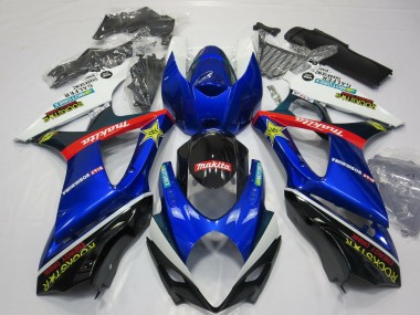 2007-2008 Suzuki GSXR 1000 Motorcycle Fairing - White Blue Red Black Rockstar UK