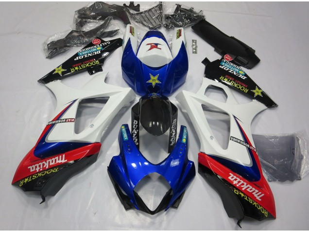 2007-2008 Suzuki GSXR 1000 Motorcycle Fairings - White Blue Red Black Rockstar UK
