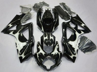 2008-2010 Suzuki GSXR 600 / GSXR 750 Motorcycle Fairings - Glossy Black White UK