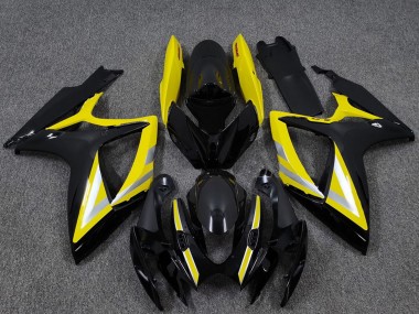 2006-2007 Suzuki GSXR 600 / GSXR 750 Motorcycle Fairings - Glossy Black Yellow Silver OEM Style UK