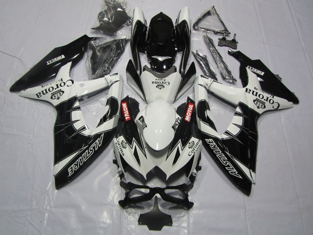 2008-2010 Suzuki GSXR 600 / GSXR 750 Motorcycle Fairing - White Black Alstare Corona Motul UK