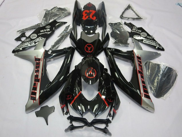 2008-2010 Suzuki GSXR 600 / GSXR 750 Motorcycle Fairings - Glossy Black Silver Red Jordan 23 UK