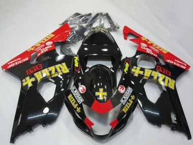 2004-2005 Suzuki GSXR 600 / GSXR 750 Motorcycle Fairings - Glossy Black Red Yellow Rizla UK