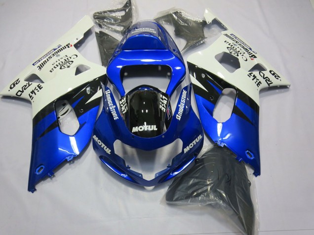 2001-2003 Suzuki GSXR 600 / GSXR 750 Motorcycle Fairings - White Blue Glossy Black UK