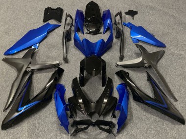 2008-2010 Suzuki GSXR 600 / GSXR 750 Motorcycle Fairings - Blue Grey Glossy Black UK