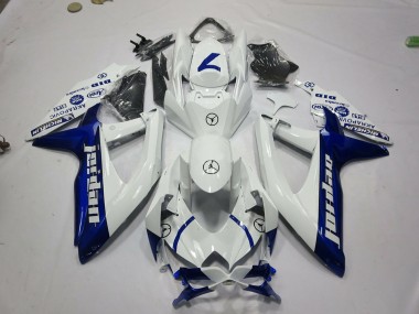 2008-2010 Suzuki GSXR 600 / GSXR 750 Motorcycle Fairings - White Blue Jordan UK