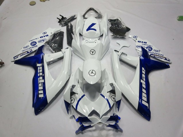 2008-2010 Suzuki GSXR 600 / GSXR 750 Motorcycle Fairings - White Blue Jordan UK