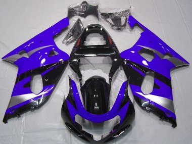 2001-2003 Suzuki GSXR 600 / GSXR 750 Motorcycle Fairings - Blue Silver Glossy Black OEM Style UK