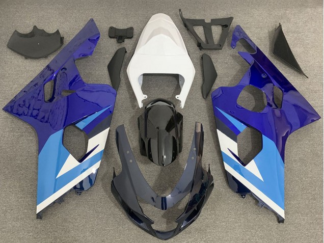 2004-2005 Suzuki GSXR 600 / GSXR 750 Motorcycle Fairing - White Blue Black UK