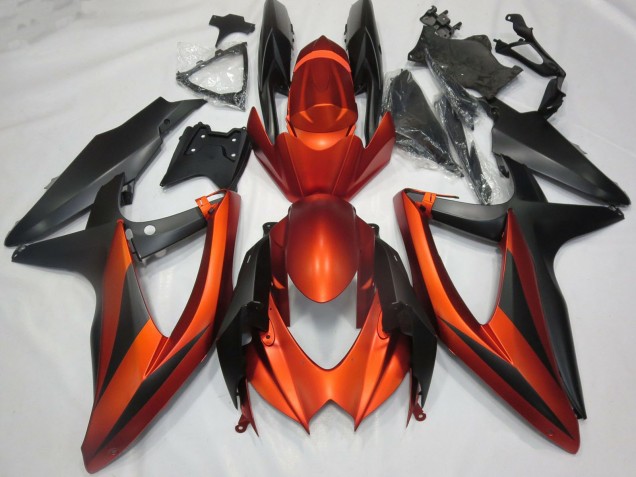 2008-2010 Suzuki GSXR 600 / GSXR 750 Motorcycle Fairings - Burnt Orange Matte Black UK