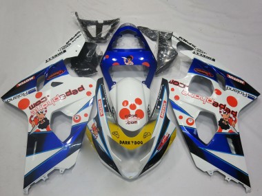 2004-2005 Suzuki GSXR 600 / GSXR 750 Motorcycle Fairings - White Blue Red Yellow Black Dark Dog UK