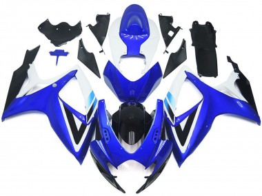 2006-2007 Suzuki GSXR 600 / GSXR 750 Motorcycle Fairing Kits - White Blue Glossy Black OEM Style UK