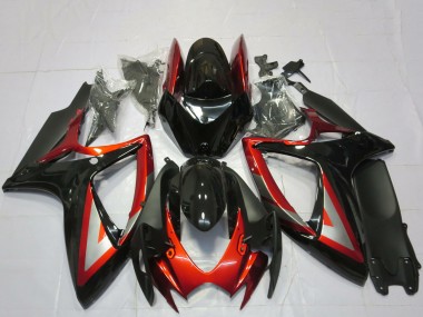 2006-2007 Suzuki GSXR 600 / GSXR 750 Motorcycle Fairings - Glossy Black Red Silver UK