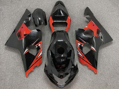 2004-2005 Suzuki GSXR 600 / GSXR 750 Motorcycle Fairings - Glossy Black Red UK