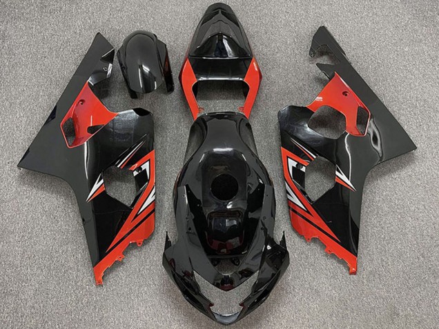 2004-2005 Suzuki GSXR 600 / GSXR 750 Motorcycle Fairings - Glossy Black Red UK