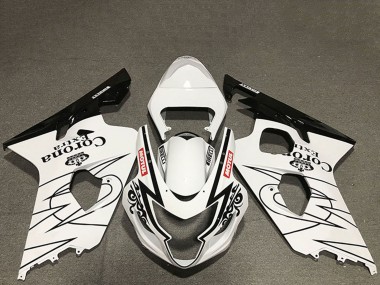 2004-2005 Suzuki GSXR 600 / GSXR 750 Motorcycle Fairings - White Glossy Black Corona Motul Style UK