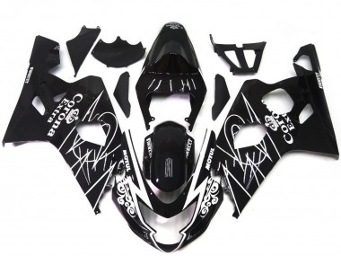 2004-2005 Suzuki GSXR 600 / GSXR 750 Motorcycle Fairings - Glossy Black White Corona Style UK