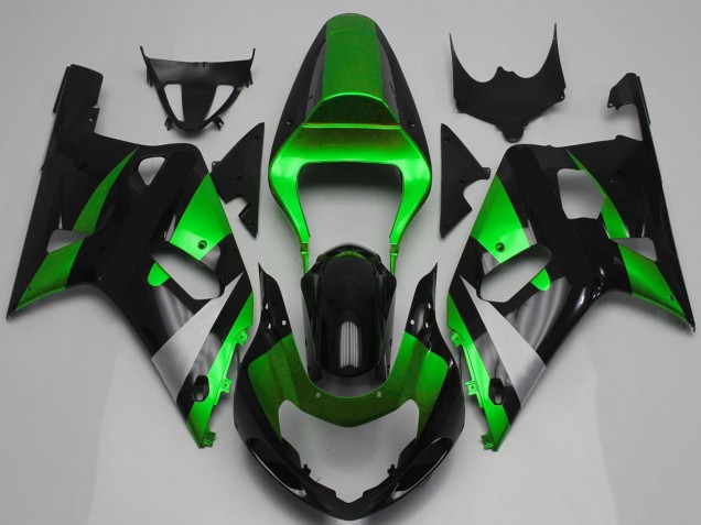 2001-2003 Suzuki GSXR 600 / GSXR 750 Motorcycle Fairing - Green Silver Glossy Black UK