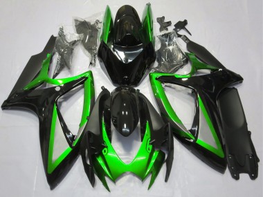 2006-2007 Suzuki GSXR 600 / GSXR 750 Motorcycle Fairing - Green Glossy Black Matte Black UK