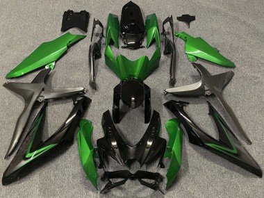 2008-2010 Suzuki GSXR 600 / GSXR 750 Motorcycle Fairings - Green Grey Glossy Black UK