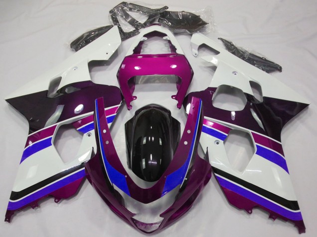 2004-2005 Suzuki GSXR 600 / GSXR 750 Motorcycle Fairings - White Pink Blue Glossy Black UK
