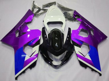 2004-2005 Suzuki GSXR 600 / GSXR 750 Motorcycle Fairings - White Purple Blue Glossy Black UK