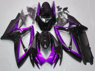 2006-2007 Suzuki GSXR 600 / GSXR 750 Motorcycle Fairings - Purple Glossy Black Matte Black UK