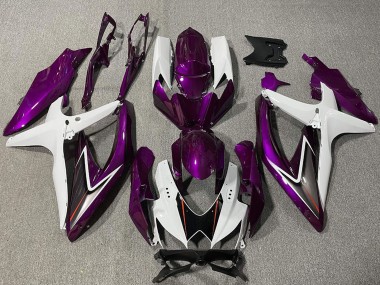 2008-2010 Suzuki GSXR 600 / GSXR 750 Motorcycle Fairing - White Purple Black UK