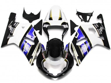 2001-2003 Suzuki GSXR 600 / GSXR 750 Motorcycle Fairings - White Blue Glossy Black Viru Style UK