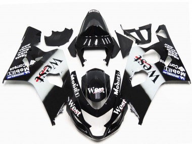 2004-2005 Suzuki GSXR 600 / GSXR 750 Motorcycle Fairings - Glossy Black White West OEM Style UK