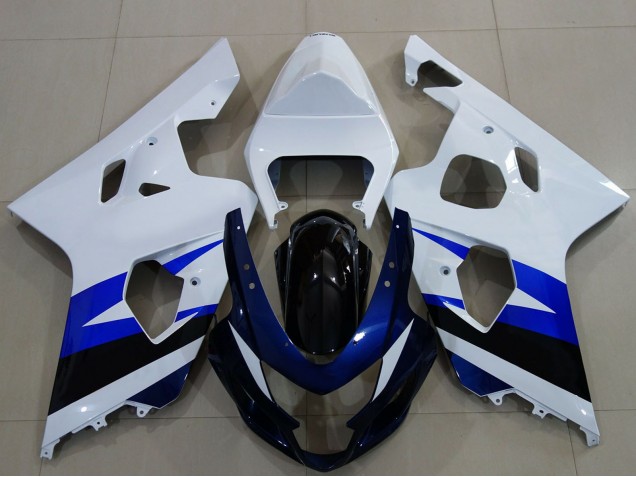 2004-2005 Suzuki GSXR 600 / GSXR 750 Motorcycle Fairing - White Blue Glossy Black UK