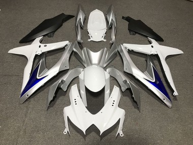 2008-2010 Suzuki GSXR 600 / GSXR 750 Motorcycle Fairings - White Silver Blue Matte Black UK