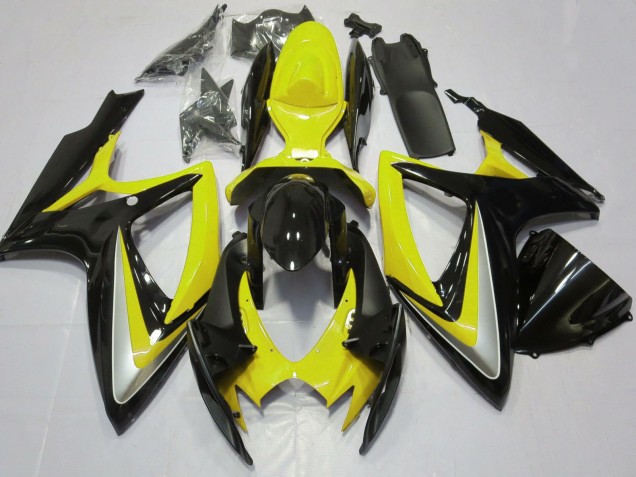 2006-2007 Suzuki GSXR 600 / GSXR 750 Motorcycle Fairings - Yellow Glossy Black UK