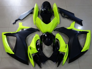 2006-2007 Suzuki GSXR 600 / GSXR 750 Motorcycle Fairings - Neon Yellow Glossy Black Matte Black UK